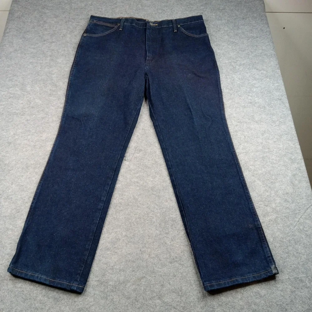 Wrangler Jeans Mens 33x30 Blue Dark Wash Denim‎ Straight Cotton Classic Vintage